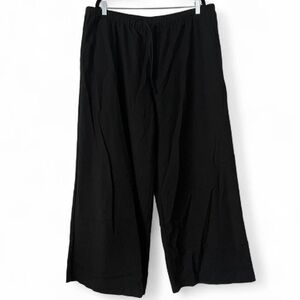 NWOT PepperMayo US 18 Black Wide Leg Linen Pants